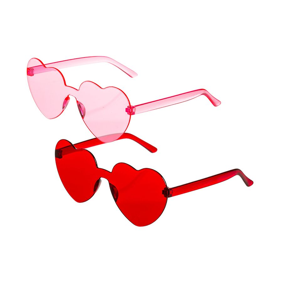 2 Paia Di Occhiali A Cuore Rosso Con Lenti Specchiate + Tatuaggi Temporanei Labbra E Cuori – Accessori Per Feste, Rave, Halloween, San Valentino E Carnevale