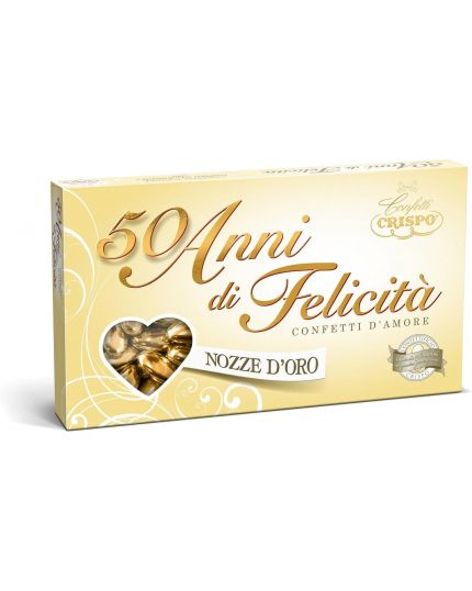 Confetti Crispo Oro alla Mandorla 50 Anni di Felicità 500 grammi