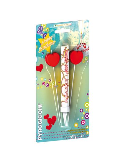 Candelina Magic Flambè con 2 Candeline Cuori