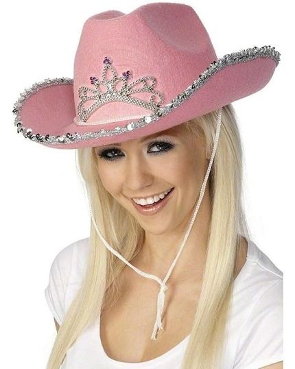 Cappello Cowboy Rosa in Feltro con Paillettes