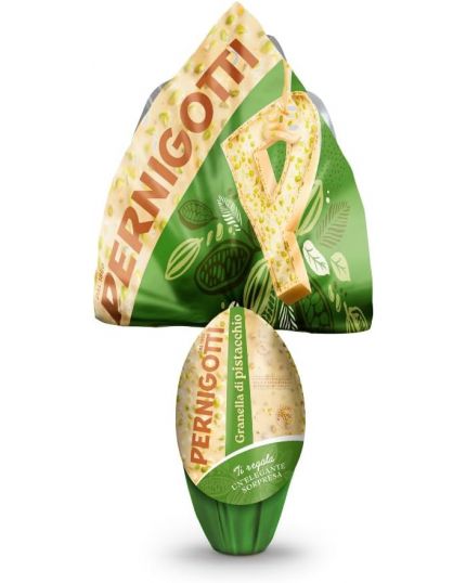 Pernigotti Uovo di Pasqua Cioccolato Bianco con Granella di Pistacchi, con Pistacchi Tostati, Senza Glutine, con Sorpresa  in Italy, 240g