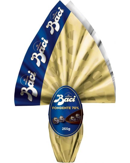 BACI PERUGINA Uovo di Pasqua Al Cioccolato Fondente Extra 70% con Sorpresa e 4 Cioccolatini 265g