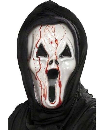 Maschera Scream con Cappuccio ed Effetto Sangue 