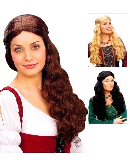 Parrucca Donna Medievale Castana o Bionda 