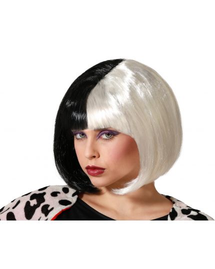 Parrucca Caschetto Bicolore Bianca e Nera 