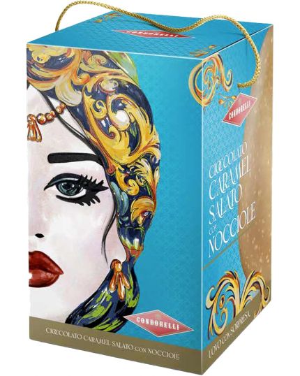 Uovo Cioccolato Bianco Condorelli Caramello Salato con Nocciole Scatola da 250 g