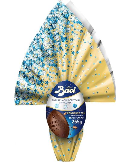 BACI PERUGINA Uovo di Pasqua Cioccolato Fondente 70% con Sorpresa Swarovski e 4 Cioccolatini 310g