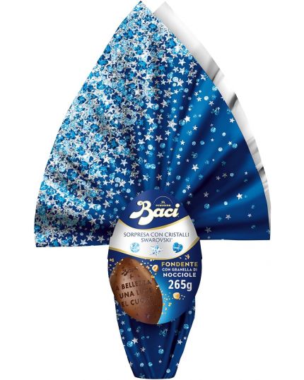 BACI PERUGINA SWAROVSKI Uovo di Pasqua Cioccolato Fondente Messaggi Incisi con granella di Nocciole e 4 Cioccolatini 310g