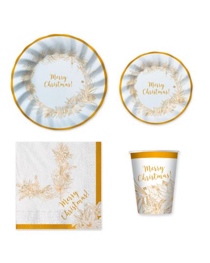 Kit Tavola Coordinato Natalizio Carta Christmas Gold