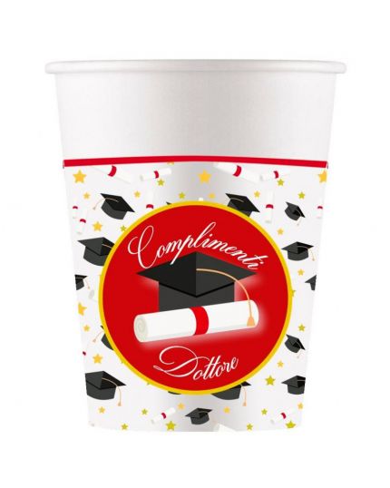 Bicchieri Carta Laurea Complimenti Dottore