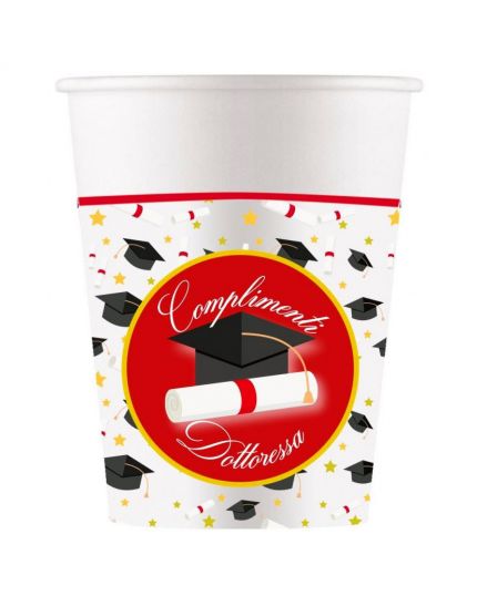 Bicchieri Carta Laurea Complimenti Dottoressa