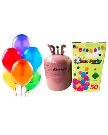 Bombola Gas Elio per 50 Palloncini con 50 Palloncini Multicolore Inclusi 