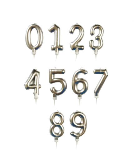 Candelina Numero Rounded Argento 6cm