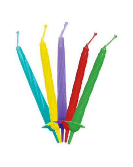 Candeline Colorate 12 Pezzi con Base