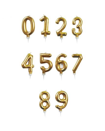 Candelina Numero Rounded Oro 6cm