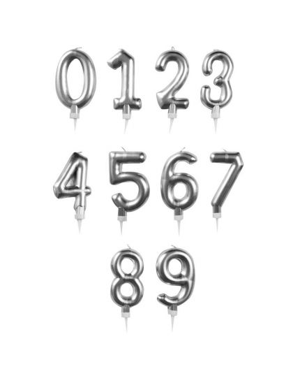 Candelina Numero Rounded Argento 11cm