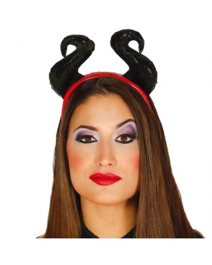 Cerchietto Tiara con Corna Nere Vinile