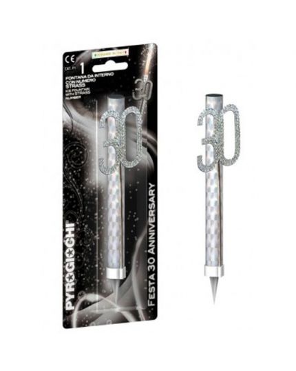 Candelina Magic Flambè 30 Anni Strass Argento