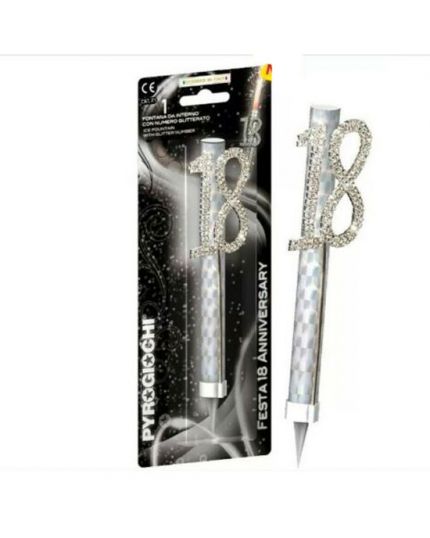 Candelina Magic Flambè 18 Anni Strass Argento