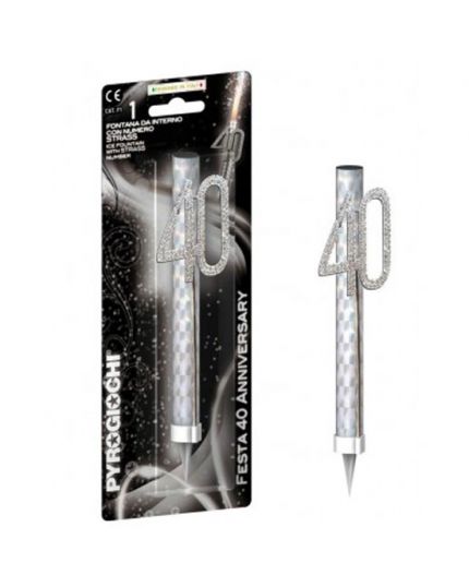 Candelina Magic Flambè 40 Anni Strass Argento