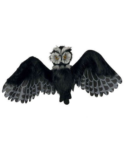 Gufo Nero con Luci Suoni e Movimento 90cm