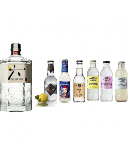 Roku Gin Suntory 70cl 43% + Selezione di 6 Toniche Internazionali