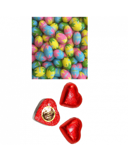 Kit Cioccolatini Assortiti La Sussia 1 confezione da 1kg cioccolato con ripieno di crema al latte e cereali + 1 una di 1kg Cioccolatini Cuori Rossi Gianduia