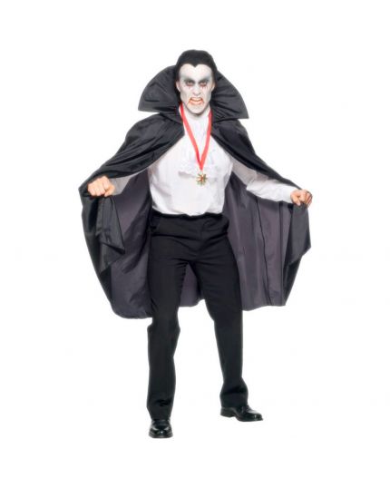 Mantello Nero Con Bavero Alto