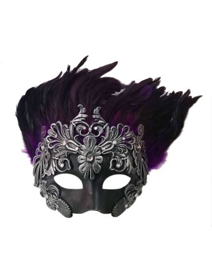 Maschera Domino Lusso Decorata con Piume