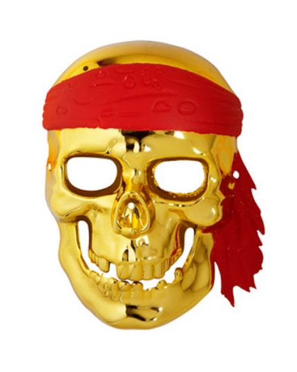 Maschera Pvc Teschio Pirata Oro Metallizzato