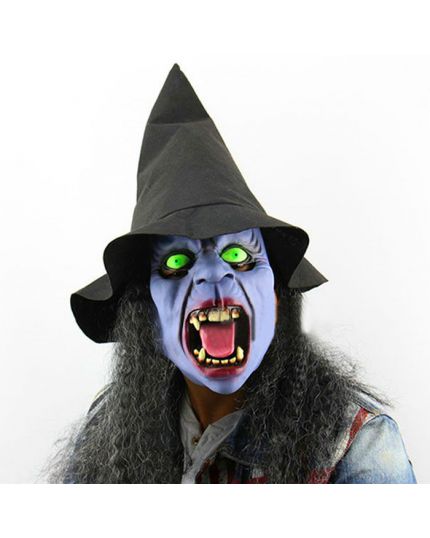 Maschera Lattice Strega con Cappello, Capelli e Occhi Luminosi