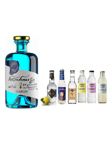 Gin -Di Baldo- NOSTRADAMUS 45% 50cl + Selezione di 6 Toniche Internazionali