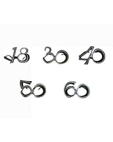 Occhiali Neri con Strass per Compleanno