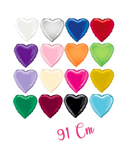 Maxi Palloncino Foil Cuore Colorato Tinta Unita 91cm