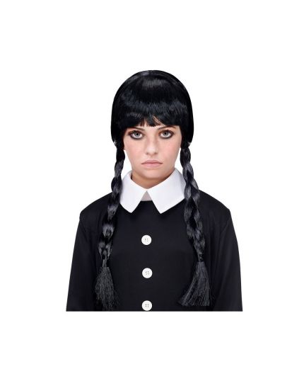Parrucca Mercoledì con Frangia e Trecce 