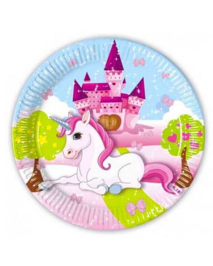 Piatti Carta Unicorno Castello