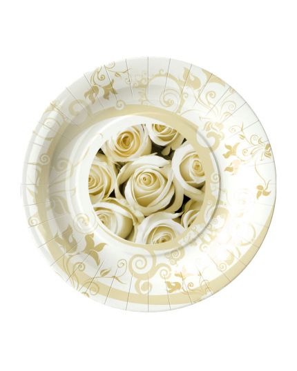 Piattini Dessert Carta White Roses