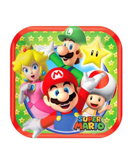 Piattini Dessert Carta Super Mario Quadrati