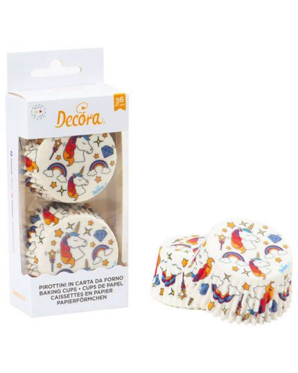 Pirottini Carta Forno per Muffin Unicorni Bianco 36pz