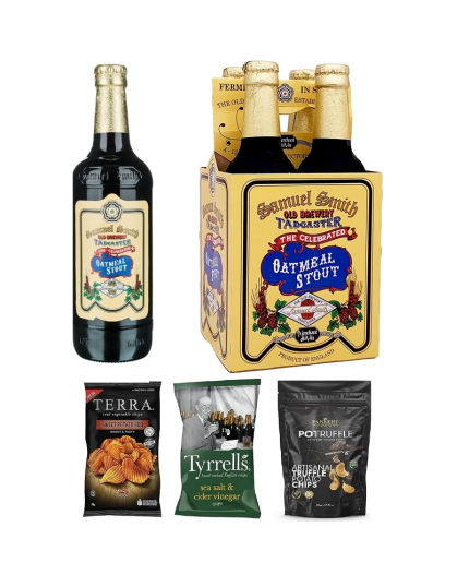 Cassetta da 4 bottiglie di Birra Artigianale -Samuel Smith- OATMEAL STOUT The Old Brewery Tadcaster U.K. 355ml 5% + Selezione Premium Chips