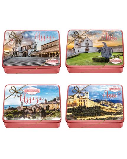 Scatola Latta Caramelle Dure Assortite Cesare Carraro Assisi 300gr