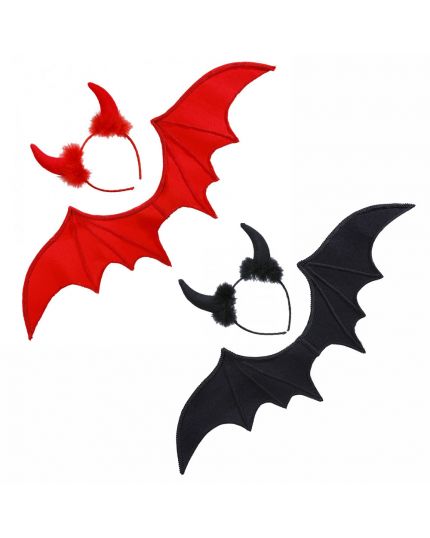 Set Colorato Ali e Cerchietto da Diavolo