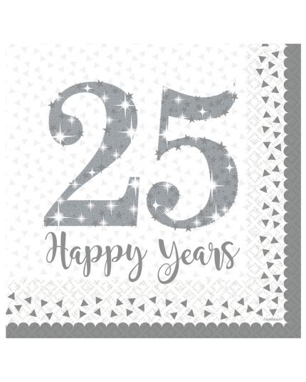 Tovaglioli Carta 25 Happy Years Argento