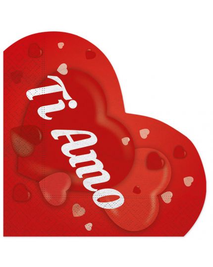 Tovaglioli Carta Cuore Rosso con Scritta Ti Amo