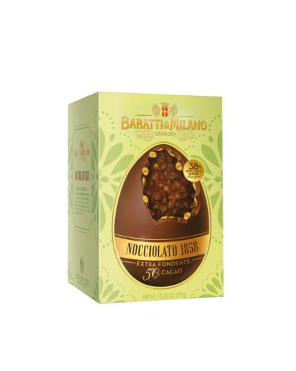 Uovo Pasqua Cioccolato Nocciolato Extra Fondente Baratti e Milano 370g