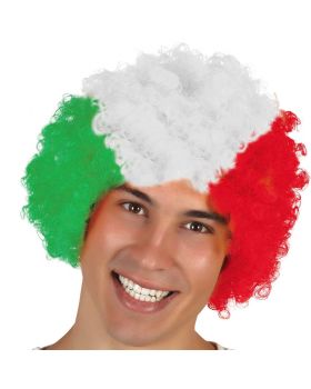 Parrucca Riccia Bandiera Italia  