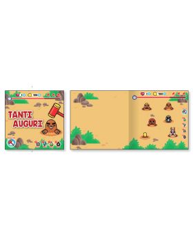 Biglietto Auguri Compleanno Acchiappa la Talpa GameCard con Luci e Suoni 15x15cm