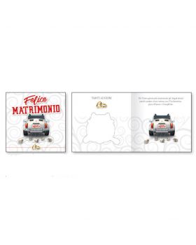 Biglietto Auguri Felice Matrimonio Musicale Fiat 500 con Barattoli 15x15cm