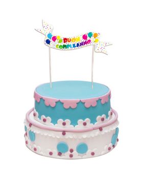 Sopratorta Cake Topper Pick Carta Pergamena Buon Compleanno Balloon