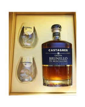 Grappa Brunello di Montalcino Castagner in Scatola con 2 Bicchieri Vetro 50cl